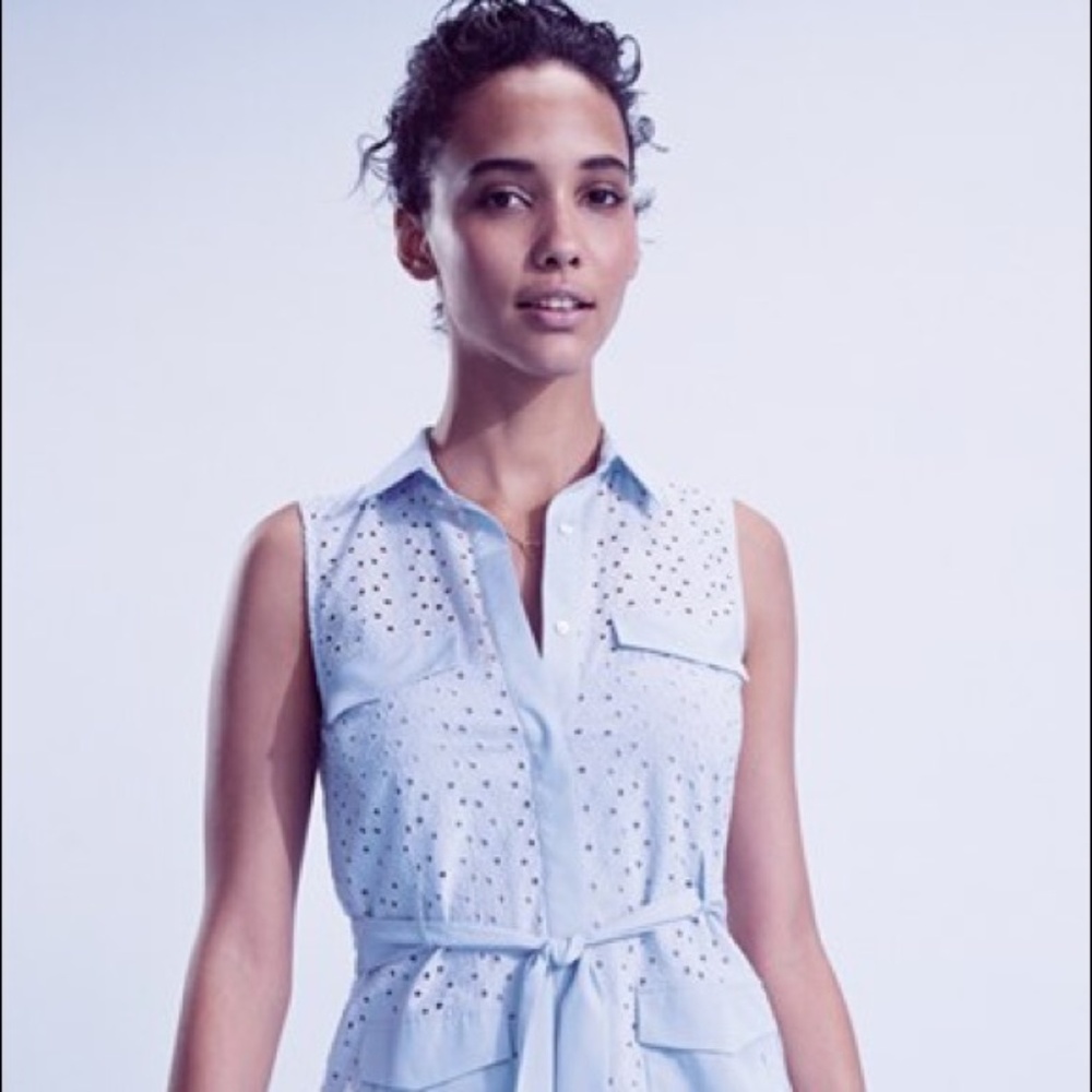 CeCe by Cynthia Steffe - Blue Eyelet Shirtdress